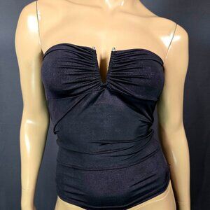 Y2K Bandeau Tube Top Size S Black Purple Glitter Trashy 2000s Going Out Mcbling